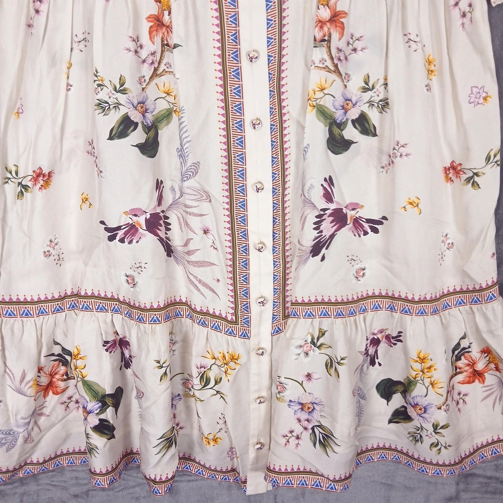 Johnny Was Jade Loren Mini Dress Womens M Willah Floral Bird Puff Sleeve NWT - Picture 8 of 15